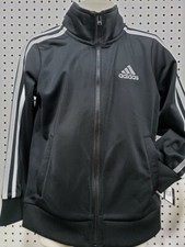 Boys Kids Youth NEW Adidas Full Zippered Hoodie shirt Long Sleeve Black Size 4