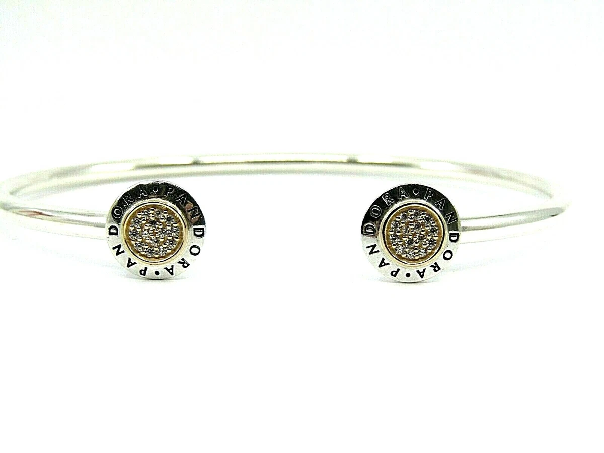 Brand New Authentic Pandora Signature Open Bangle Two Tone with C.Z. Size 1