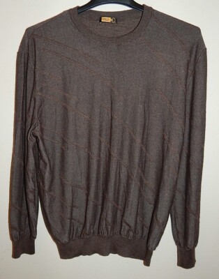 ZILLI MENS BROWN CASHMERE/SILK SWEATER PULLOVER sz 62(XXL) AUTHENTIC ITALY