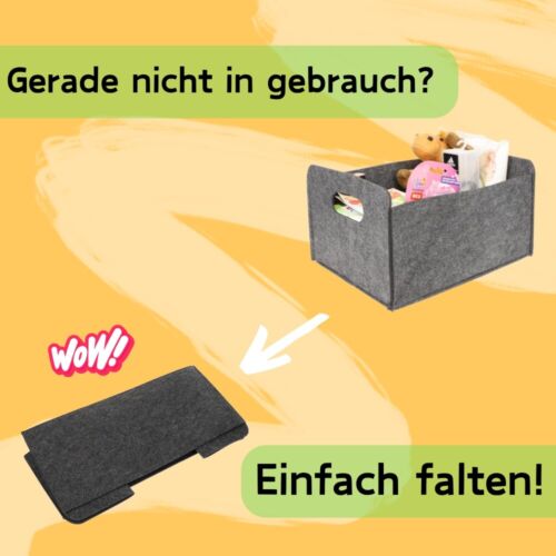 6x Aufbewahrungsbox faltbar Stoff Box Aufbewahrungskorb Filzkorb grau klein - Bild 7 von 7