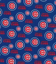 MLB Chicago Cubs Baseball Cotton Fabric Sparkle Glitter 1 Yard X 57  - NEW