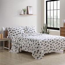 - Full Sheet Set, Warm Breathable Cotton Flannel Bedding with Deep Pockets, Brus