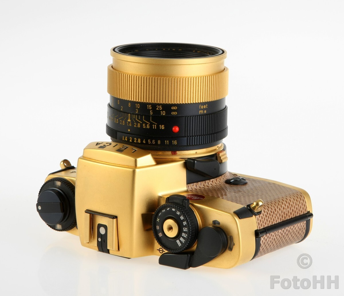 Leica Leitz R4 Gold Camera with Summilux-R 50mm F1.4 Lens 24 Karat