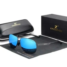 KINGSEVEN Polarized Vintage Eyewear Driving Aluminum Temple N7188 (Blue)