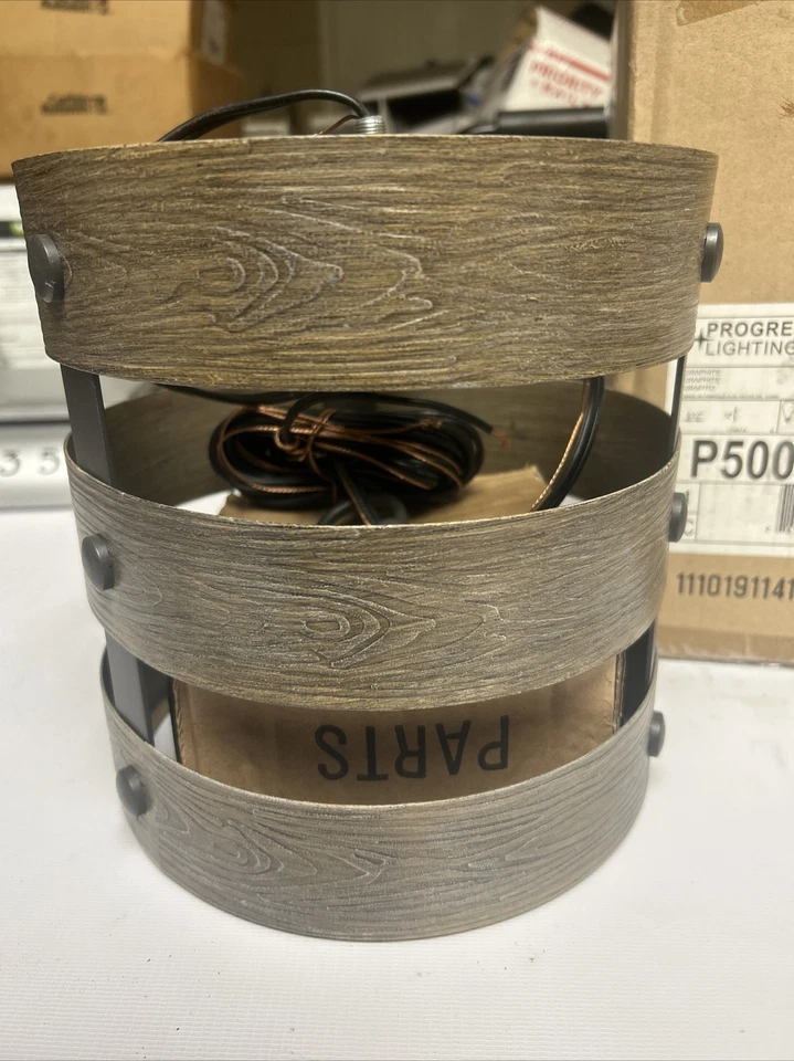 Progress Lighting Gulliver 1-Light Graphite Pendant Weathered Gray Wood New - Image 2 of 4