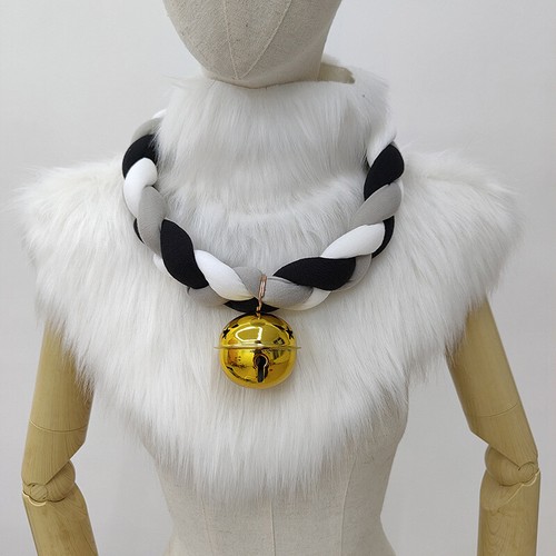 Collar Gargantilla Fursuit Fiesta Animal utilería Cuerda Collar Juegos con disfraces Campana Peluda - Imagen 3 de 19