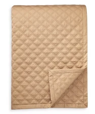 Hudson Park Quilted Queen Coverlet Double Diamonds Champagne $340 New