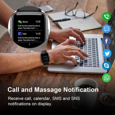 Montre Intelligente, 1.7 Pouces avec Moniteur de Fréquence Cardiaque/Tension Artérielle bleu foncé AQ1081 VENDOS85 - Montre connectée - Achat & prix