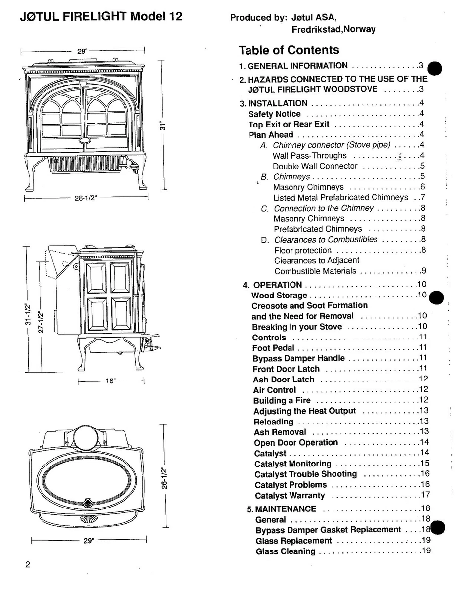 Jotul 12 Firelight Model 12 Wood Stove Owners Manual Maintenance  Instructions | eBay