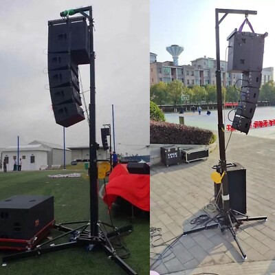 2 PC Loudspeaker Box Heavy Duty Tower Lifter Crank Lighting DJ Concert Stand