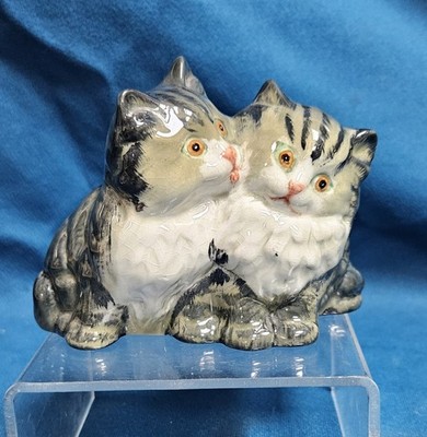 Ein Paar Vintage Beswick gestreifte graue Kätzchen oder Katzen - Modell 1316