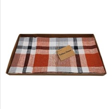 Solino Home 100 Linen Tablecloth 52x52 Cinnamon Buffalo Check Plaid Square