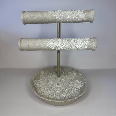 Two Tier Bar Jewelry Holder Tray - Stone and Lace Mandala Design  Bohemian 