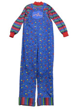 Chucky Child's Play Horror Movie Blue Multi Color Costume Jumpsuit Youth MEDIUM