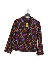 Daniela Women's Shirt UK 12 Brown 100% Silk Long Sleeve Collared Basic