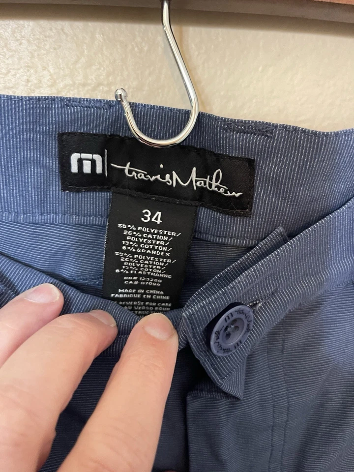 Calça de golfe Travis Matthew masculina tamanho 34 azul desempenho stretch - Imagem 2 de 4