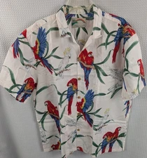 Vtg Paradise Found Magnum PI Hawaiian Shirt withTropical Birds Sz XL?