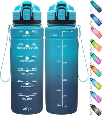 Wasserflasche mit Trageschlaufe, Flip-Top, Filter, Dunkelgrün-dunkelblau, 700ml