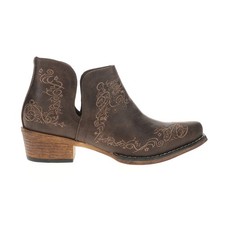 Roper Ava Scroll Embroidered Snip Toe Cowboy Booties Womens Brown Casual Boots 0
