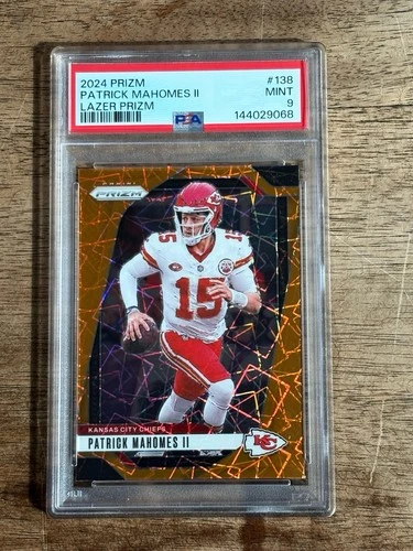 2024 PANINI PRIZM PATRICK MAHOMES II # 138 - ORANGE LAZER - PSA 9 MINT