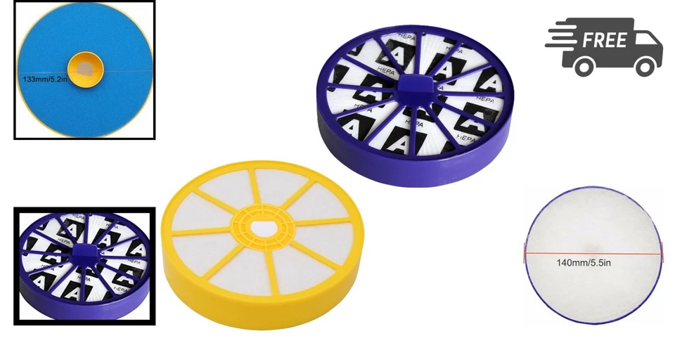 Vacuum Filters Pack Reusable HEPA Pre Post Motor Fit Dyson DC07 2pcs - Image 2 of 4