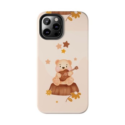 Tough Phone Cases, Beige Teddy Bear with Guitar, Cute Phone Accessories