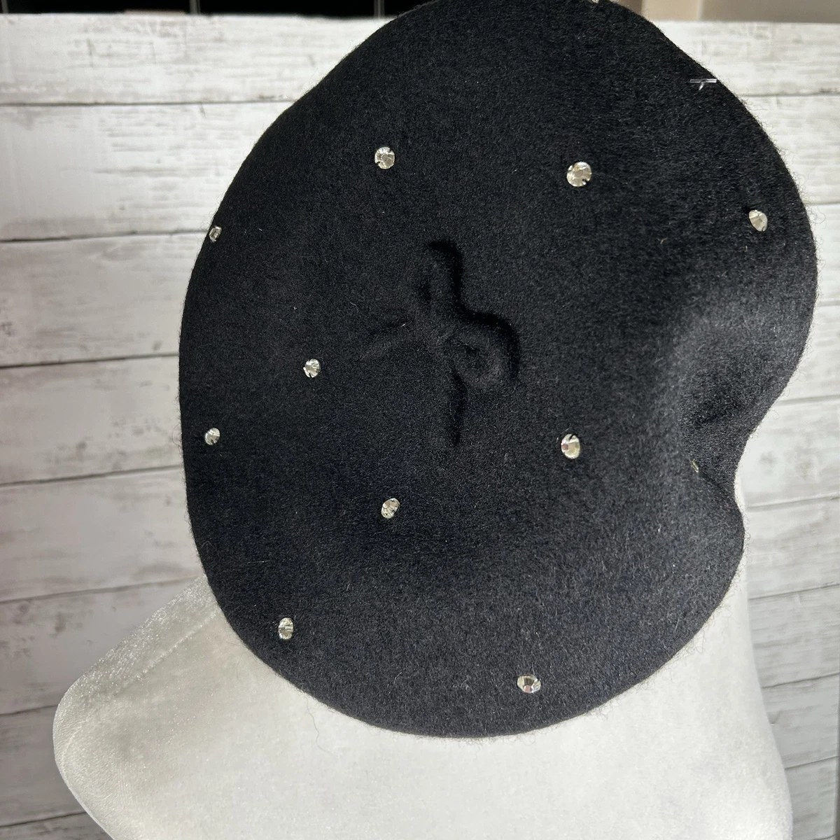 Kate Spade Rhinestone Black Wool Beret Hat NWT | eBay display picture 2
