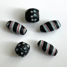 Antique Venetian French Ambassador Fancy Lampwork & Striped Beads, African Trade