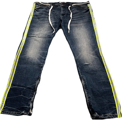 EPTM Jeans Zipper Flare Leg Dark Denim Reflective, Strip  38x34 NWOT