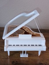 White Gold Colored Piano Music Box Vintage Style Plays Fur Elise Works Decor