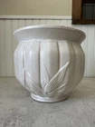 Rare 1930s NM USA McCoy Pottery Matte White Art Deco Leaf Jardiniere Planter