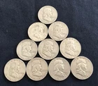 90% silver franklin half dollars lot of 10 coins