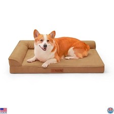 Orthopedic Dog Bed for Large Breeds - 3" Memory Foam, Washable, 36x27" Khaki