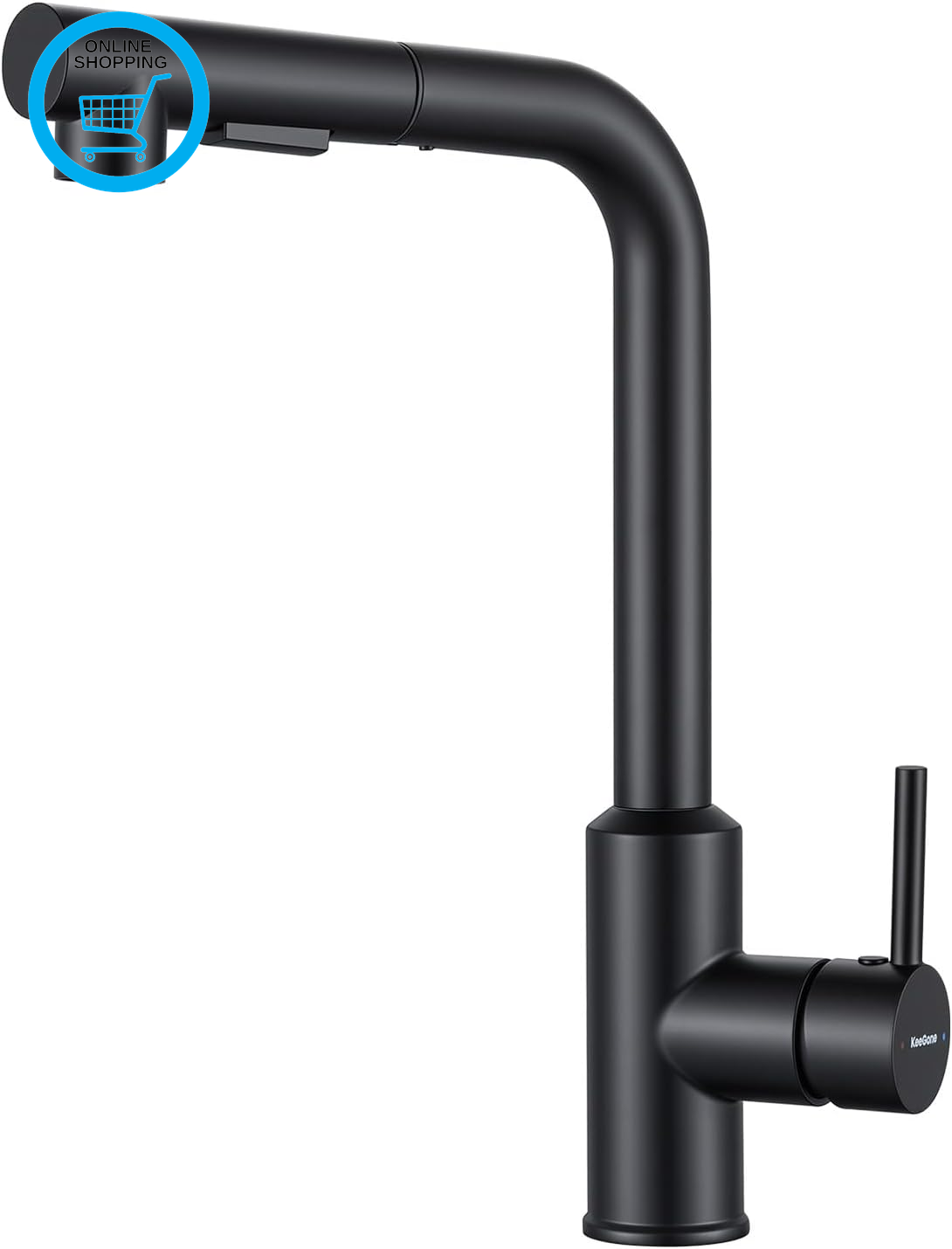 Black Kitchen Tap, Kitchen Mixer Taps with Pull Out Sprayer, 360° Swivel Sink Fa