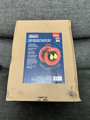 Sealey Kabeltrommel 25m 2 x 110V 1,5mm² Schwerlast Thermo Trip NEU IM KARTON