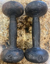 Vintage 4 LBS BUN DUMBELL WEIGHT ROUNDHEAD Unbranded