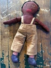 1920's Orig. Antique CLOTH AMERICAN AFRICAN /  BLACK  MALE DOLL MILK GLASS EYES