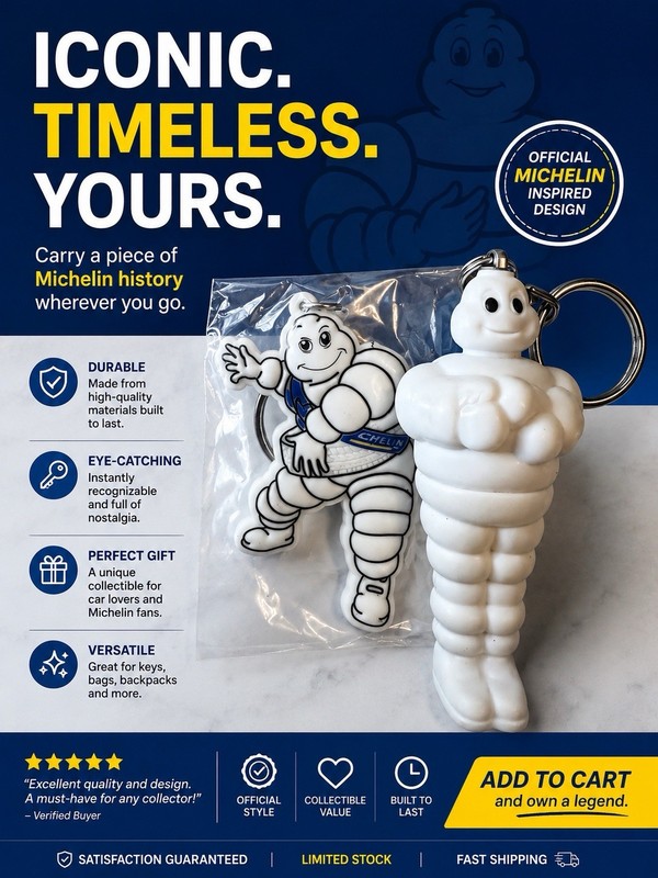 Keychain Vintage MICHELIN MAN  Plastic from the 1960’s Lot of 2 White Tire Man