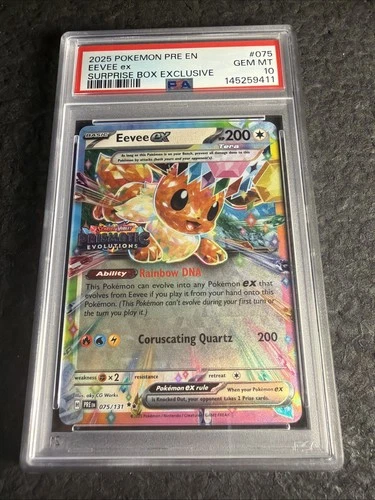 2025 POKEMON PRE EN-PRISMATIC EVOLUTIONS SURPRISE BOX EXCLUSIVE EEVEE EX PSA 10