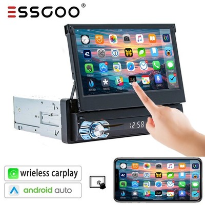 7'' 4+64GB Car Stereo Radio 1 DIN CarPlay Android 15 GPS NAV Flip Out Screen WiFi