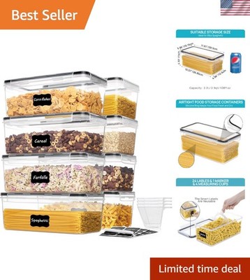 8PCS 3.2L Airtight Plastic Storage Containers for Pasta and Dry Foods - BPA Free