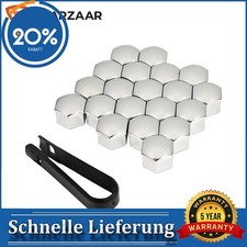 17mm Radschraubenkappen mit Entnahmewerkzeug Kappen Silber；Chrom FÜR Skoda