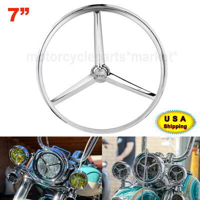 Chrome Bullet Style 7'' Headlight Lamp Trim Ring Cover For Harley Touring Softail