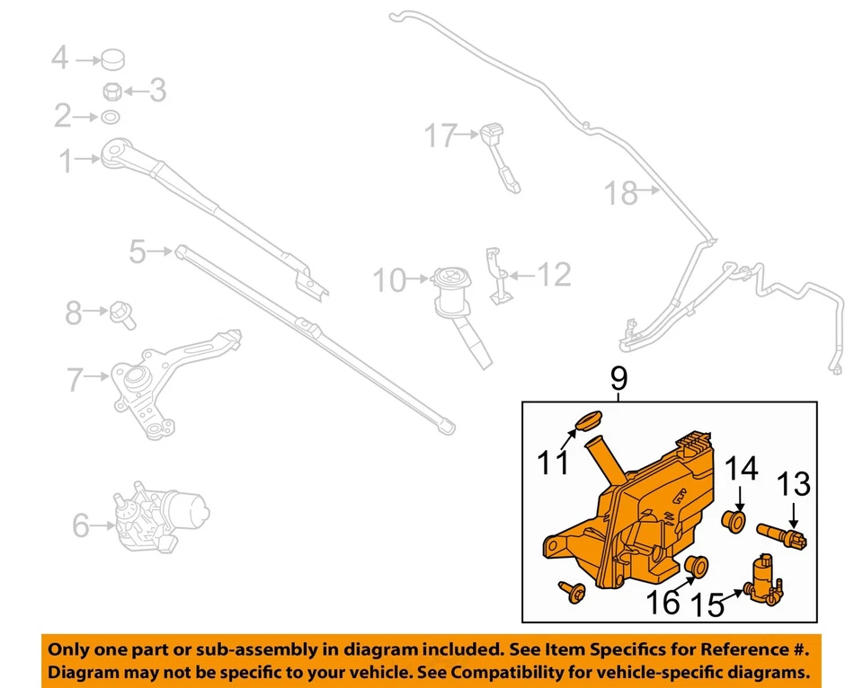 Used Washer Fluid Reservoir fits: 2012 Ford Focus Sdn Grade A - Image 3 of 4