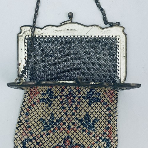 1920s MANDALIAN Flapper Evening Purse Enameled Mesh Pastel Colors Bag Fringe - Picture 13 of 16