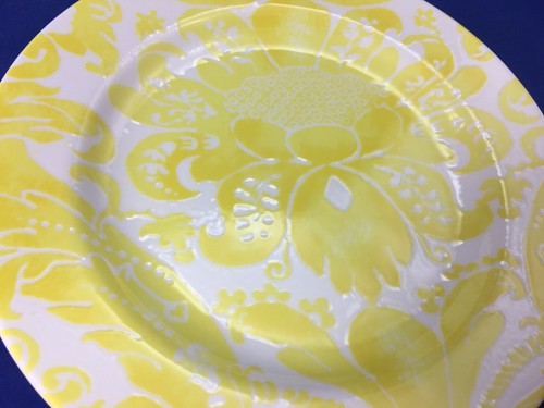 Anthropologie YELLOW FLORAL DESIGN Salad Dessert Plates SET OF 4 - Picture 7 of 12
