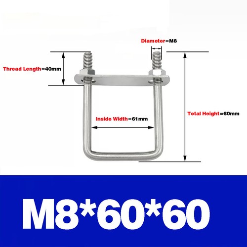 304 SS U-Screw Square Clamp /U-Bolt Right Angle Bolt With Baffle / Square Clamp - Picture 28 of 53