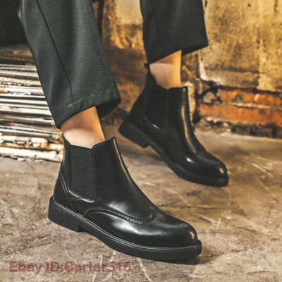 Womens Ankle Boots High Top Wingtip Chelsea Faux Leather Brogure