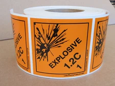 lot of 8 Labelmaster SLEXP12C Explosive 1.2 C Label, Vinyl Hazmat 4" x 4" QTY 8