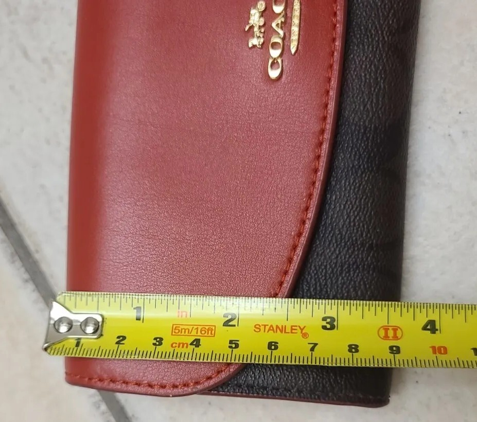 COACH WALLET CLUTCH Signature Slim Envelope RED LEAT… Gem